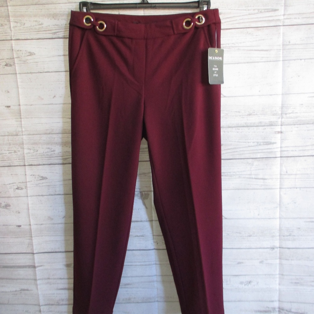 ZAC & RACHEL maroon gold accent dress pant trousers fitted